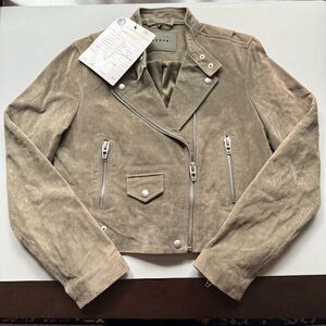 BlankNYC Suede Moto Jacket Women’s Pale Olive Green Cropped Biker S